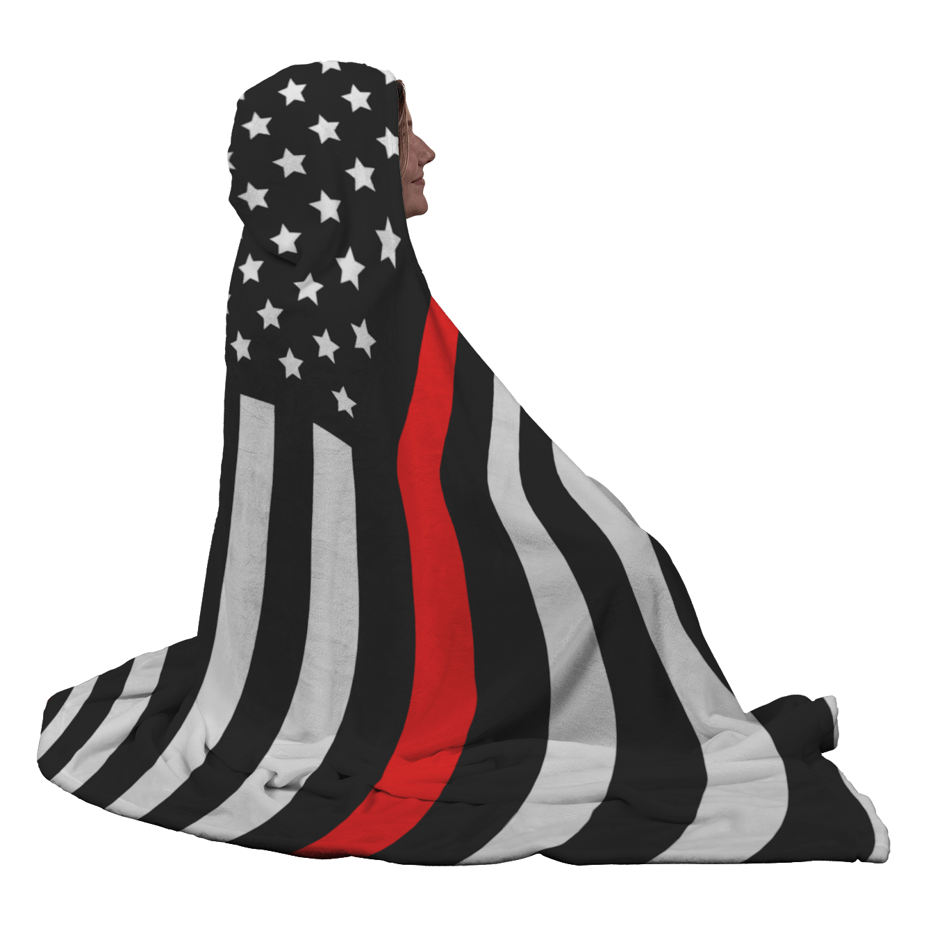 Thin Red Line Hooded Blanket | Heroic Defender