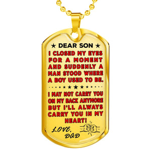 Dad To Son "You're In My Heart" Dog Tag | Heroic Defender