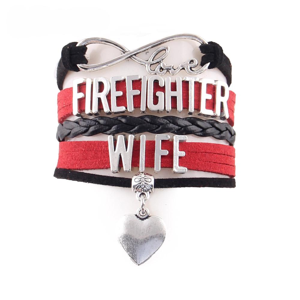 Firefighter Wife Infinity Love Bracelet With Heart Charm - Heroic Defender