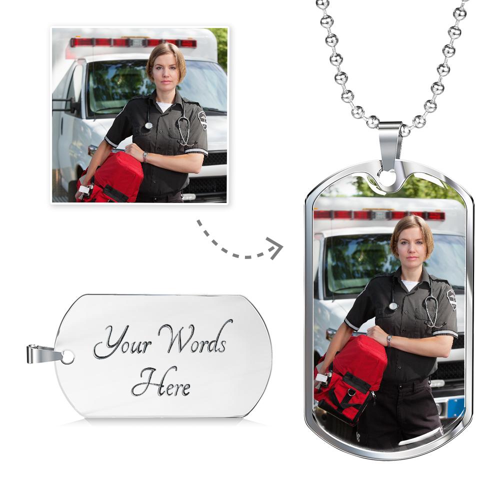 EMS Paramedic / Nurse Personalized Military Dog Tag - Heroic Defender