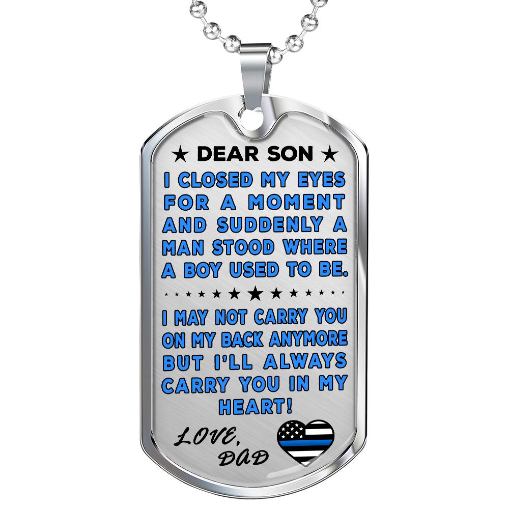 Police Dad To Son "You're In My Heart" Dog Tag | Heroic Defender