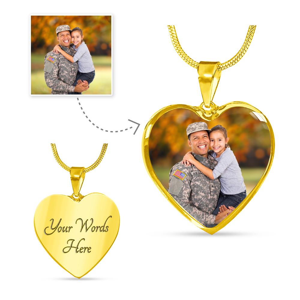 U.S. Military Personalized Photo Heart Necklace | Heroic Defender
