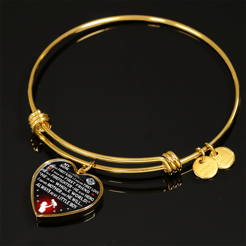 Firefighter Mom "I Am His Mother" Bangle Bracelet - Heroic Defender