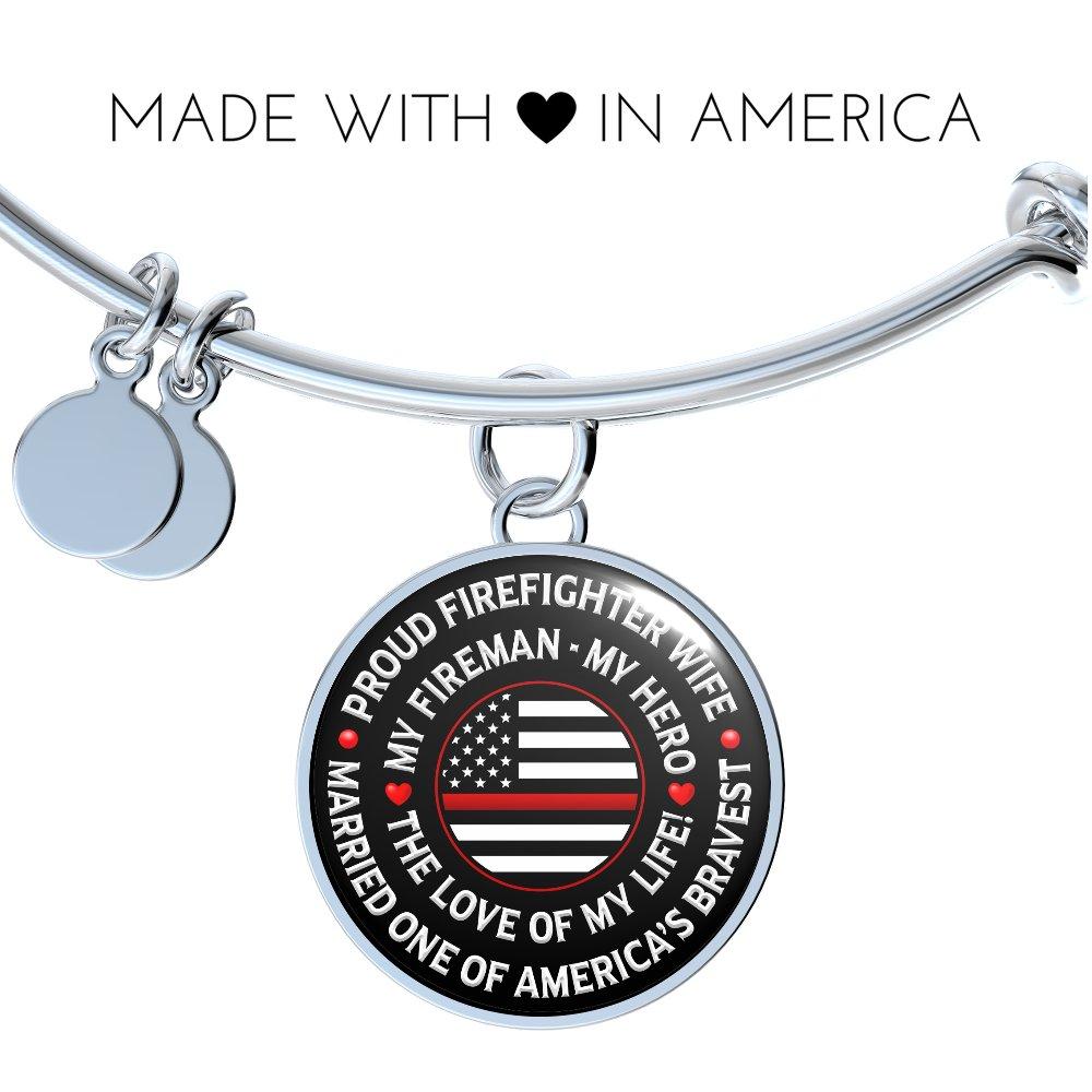 Firefighter Wife "Love of My Life" Bangle Bracelet - Heroic Defender