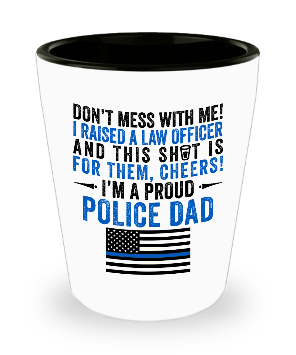 Proud Police Dad Shot Glass - Heroic Defender