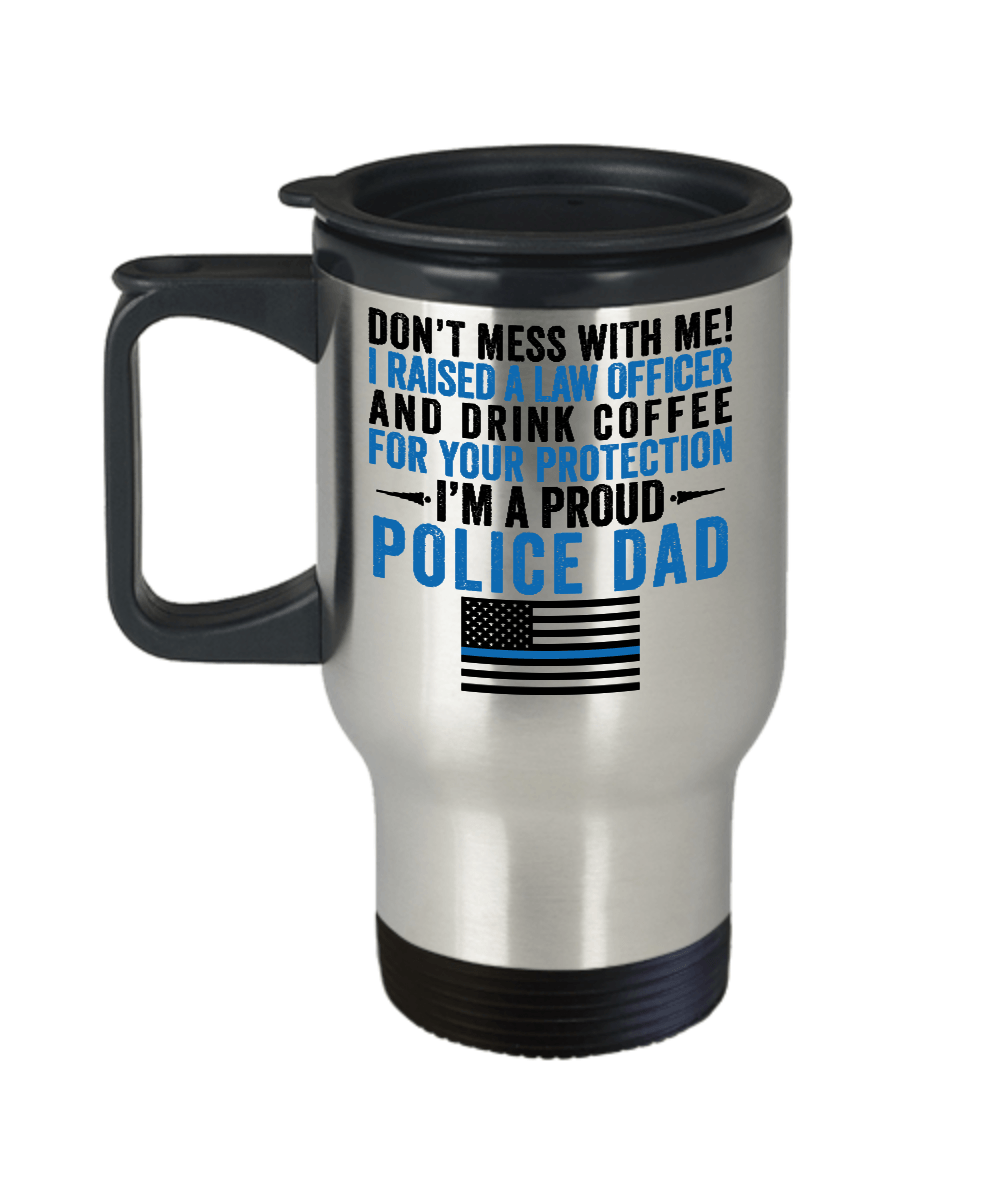 Proud Police Dad Travel Mug - Heroic Defender