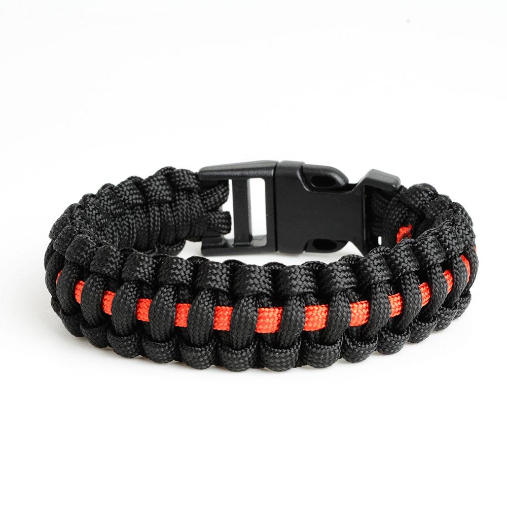 Thin Red Line Paracord Survival Bracelet - Heroic Defender