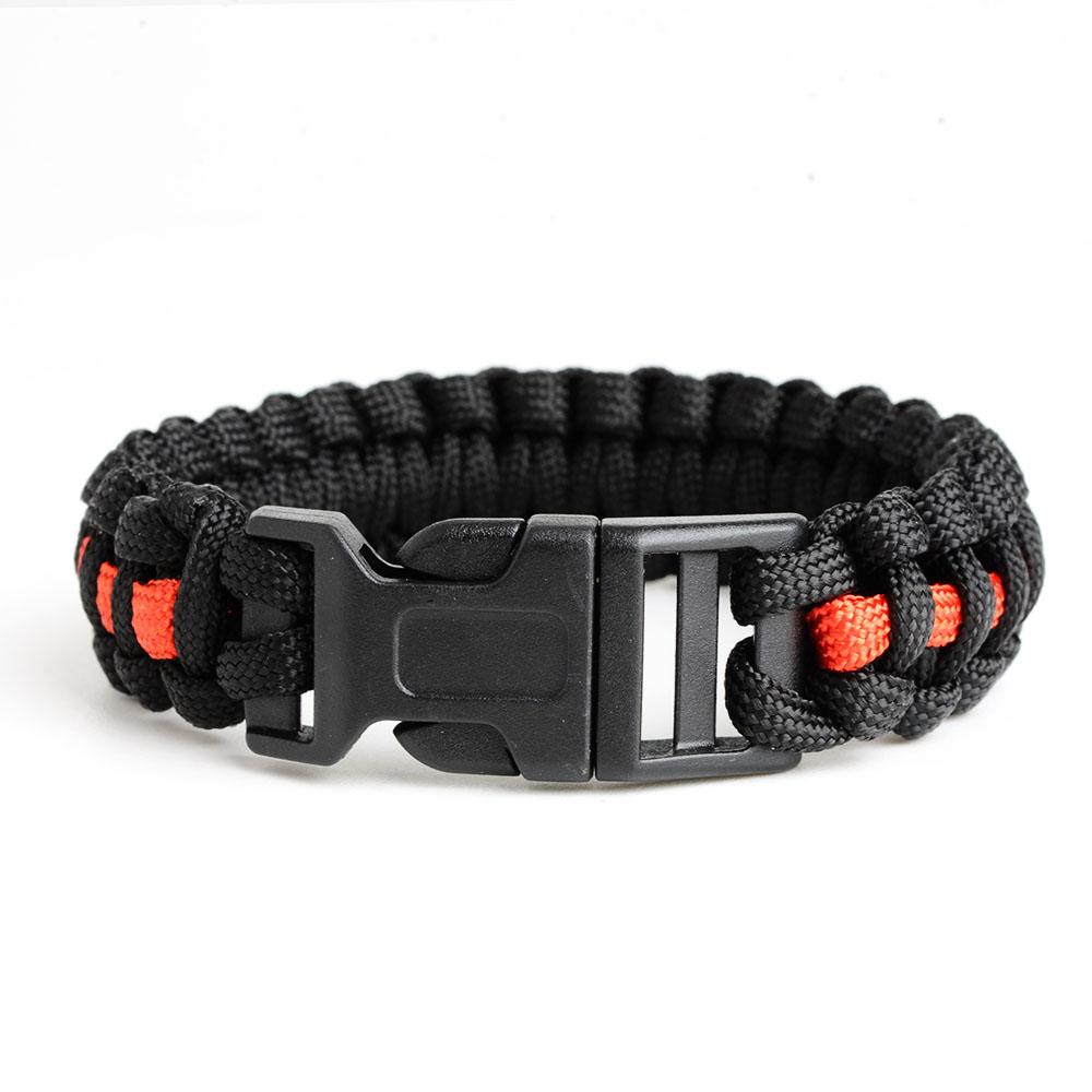 Thin Red Line Paracord Survival Bracelet - Heroic Defender
