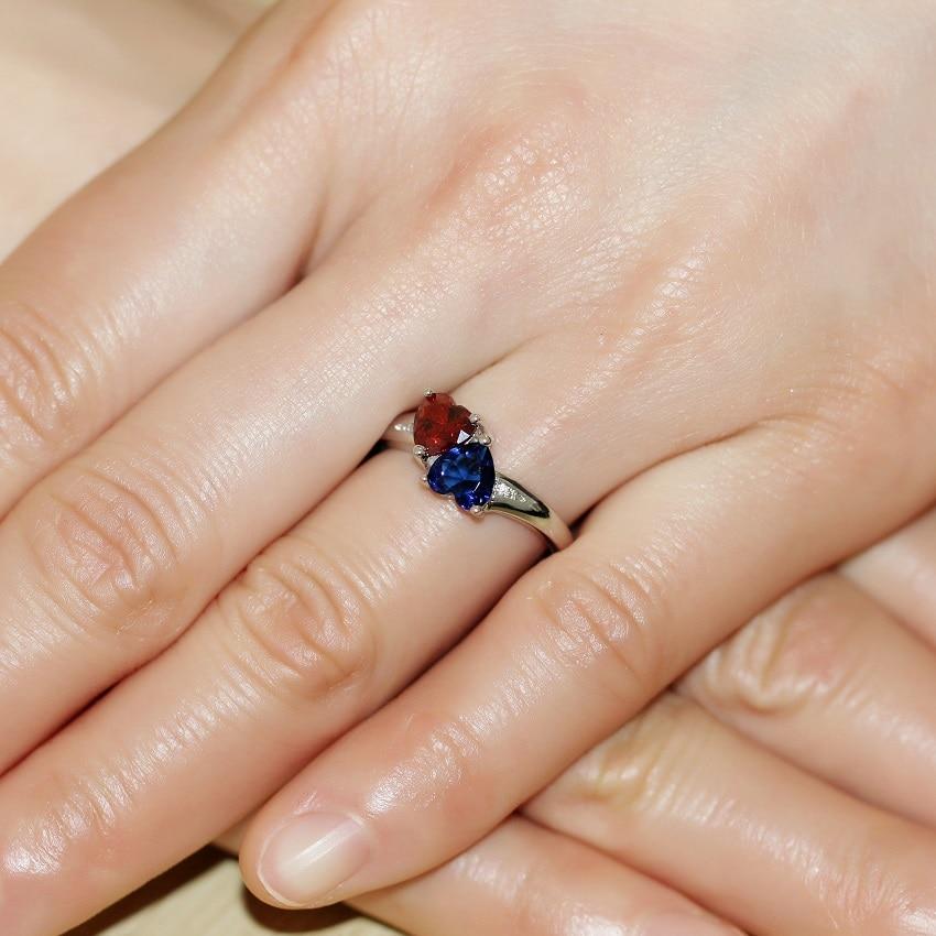 Police & Firefighter Blue / Red Crystal Heart Ring | Heroic Defender