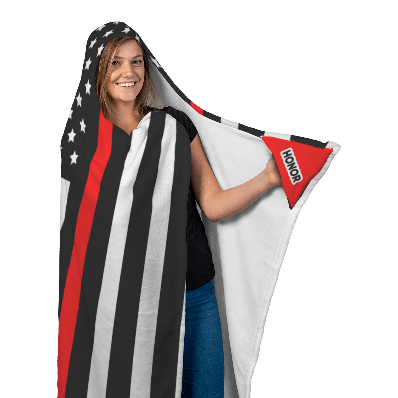 Thin Red Line Hooded Blanket | Heroic Defender