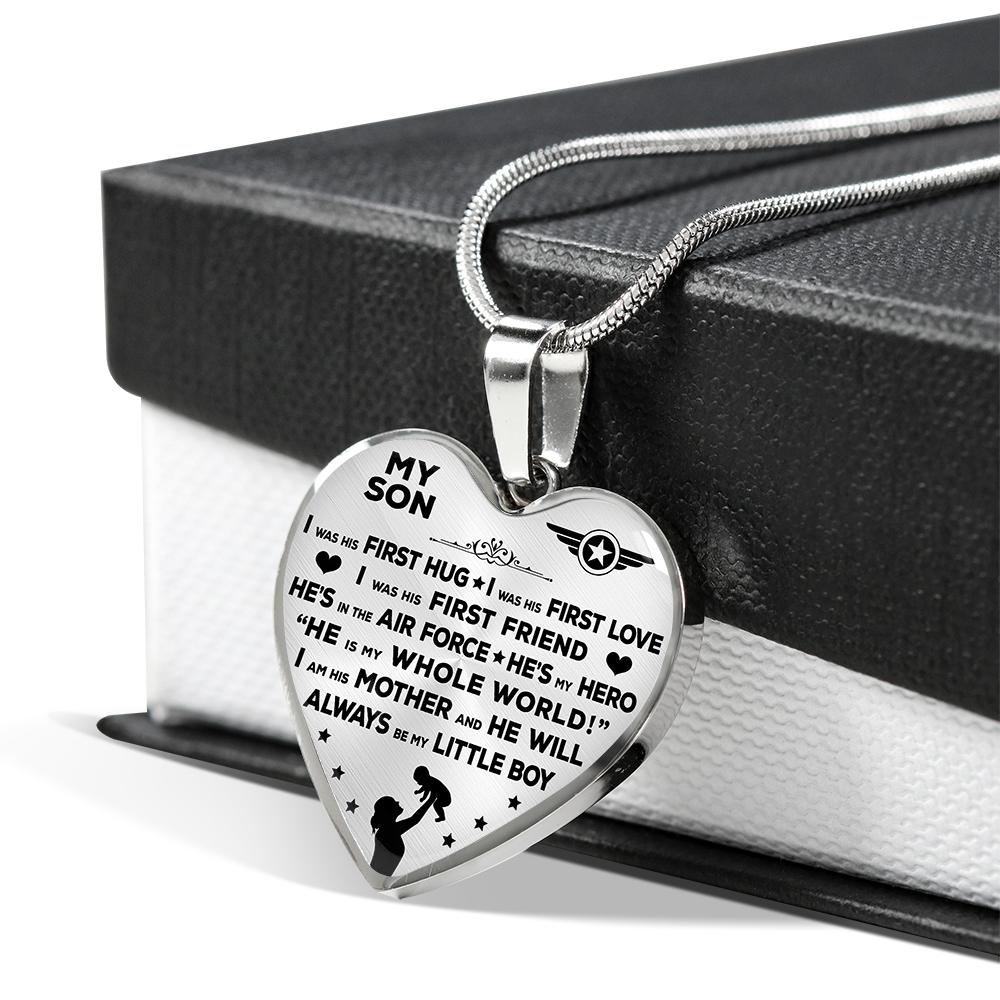 Air Force Mom "I Am His Mother" Heart Necklace | Heroic Defender