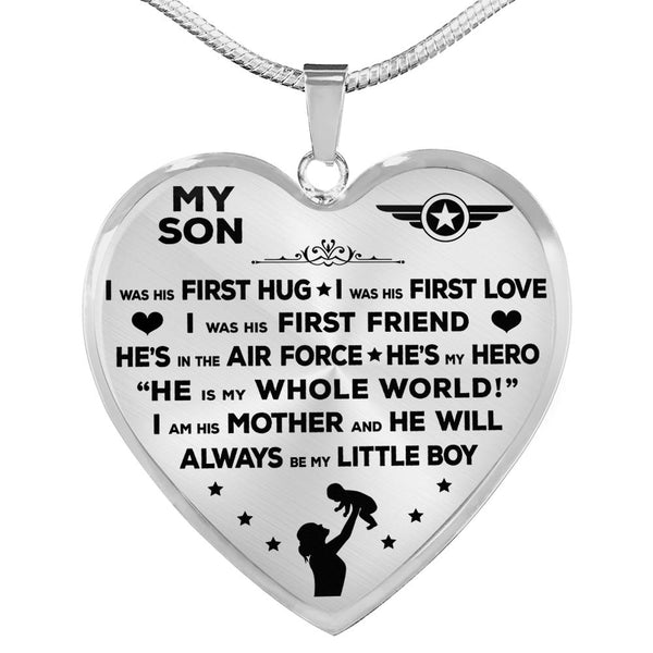 Air Force Mom I Am His Mother Heart Necklace