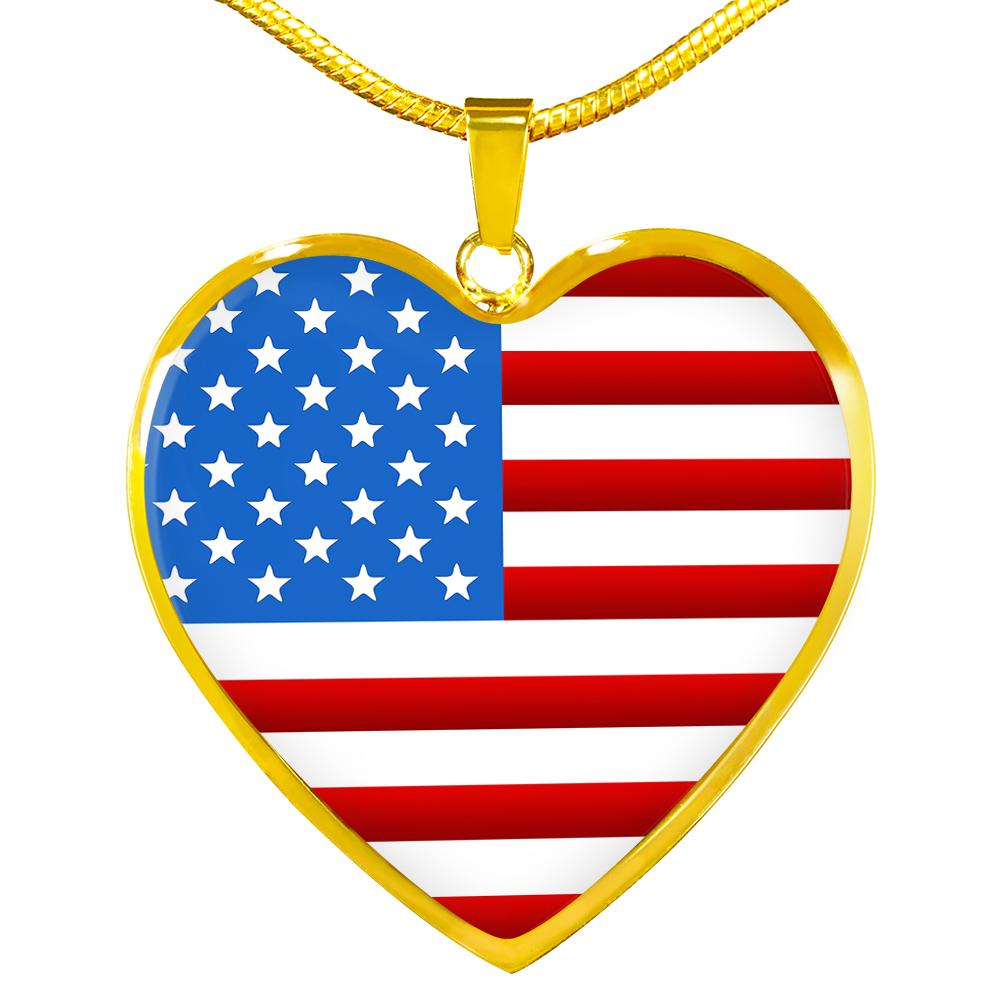 American Flag Heart Necklace | Heroic Defender