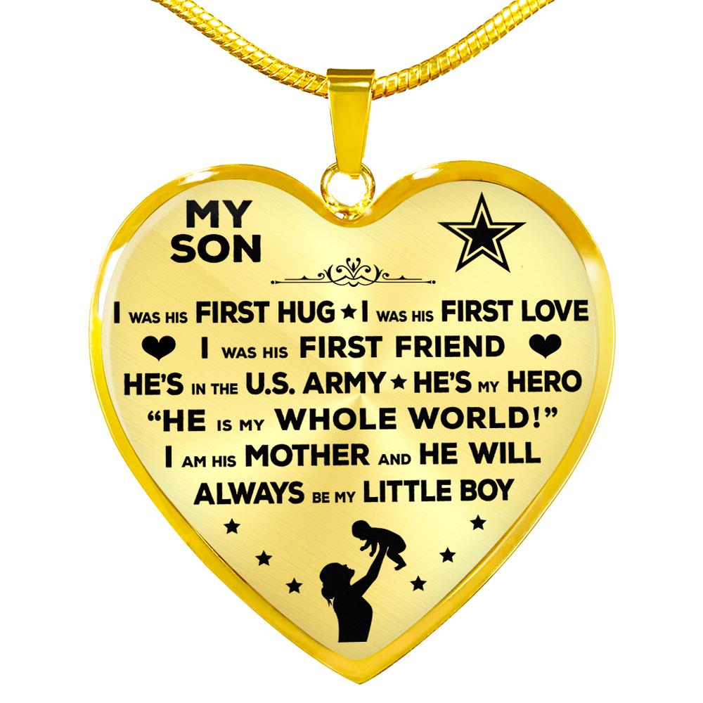 Army Mom "I Am His Mother" Heart Necklace | Heroic Defender