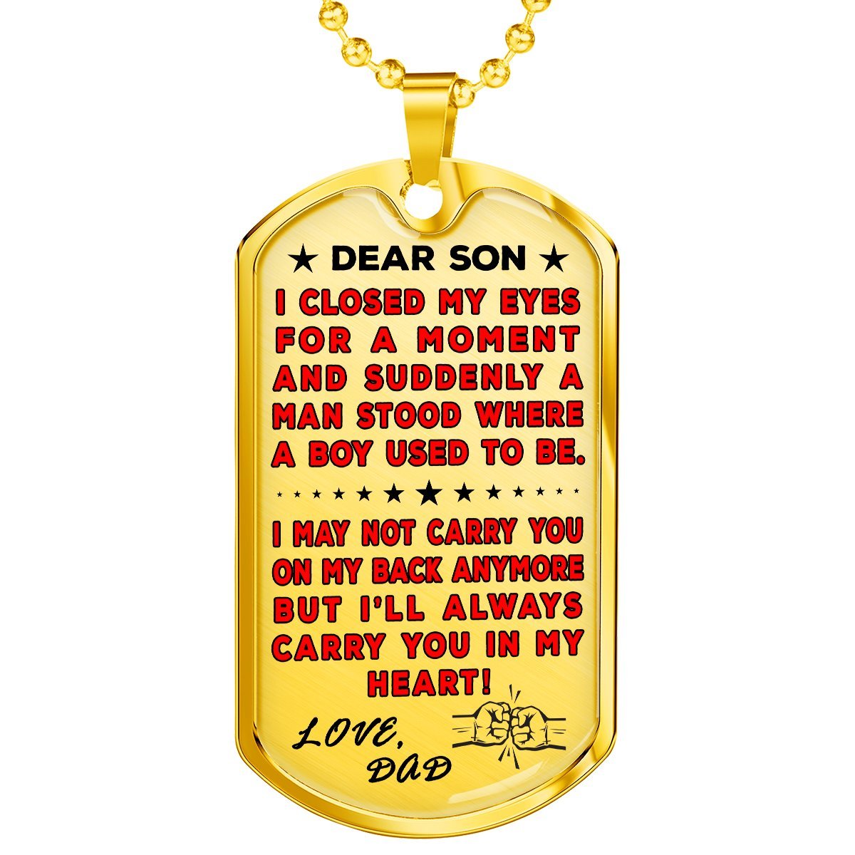 Dad To Son "You're In My Heart" Dog Tag | Heroic Defender