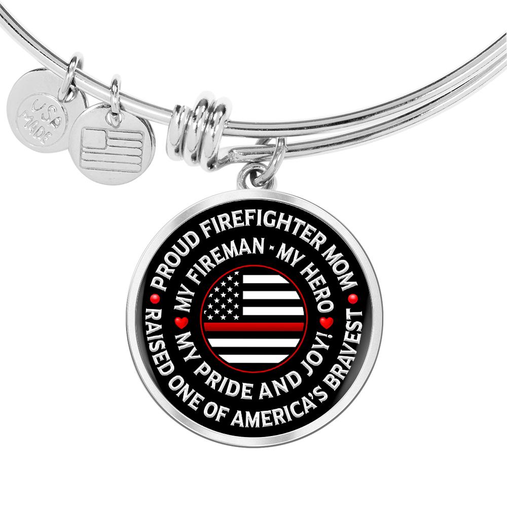 Firefighter Mom "Pride and Joy" Bangle Bracelet - Heroic Defender