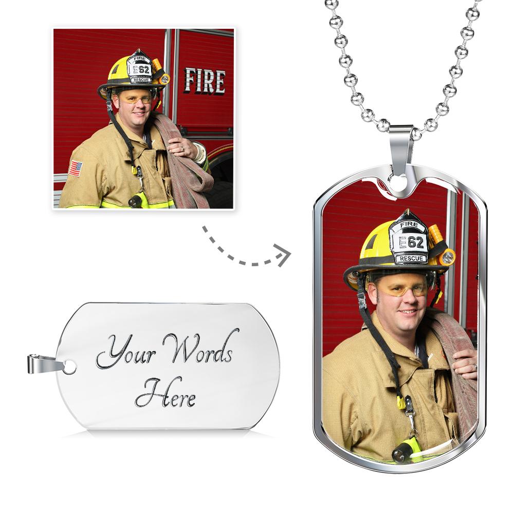Firefighter Personalized Military Dog Tag - Heroic Defender