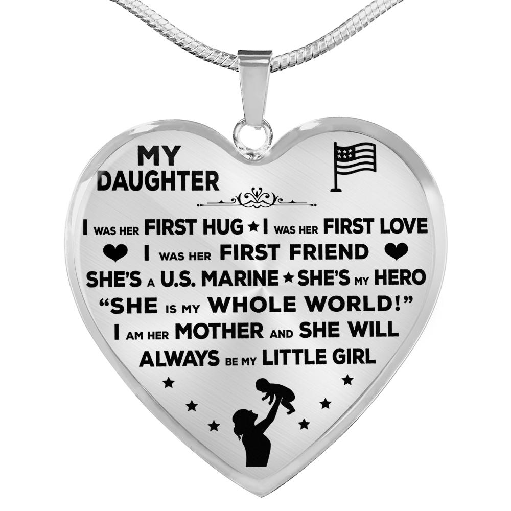 Marine Mom "I Am Her Mother" Heart Necklace | Heroic Defender