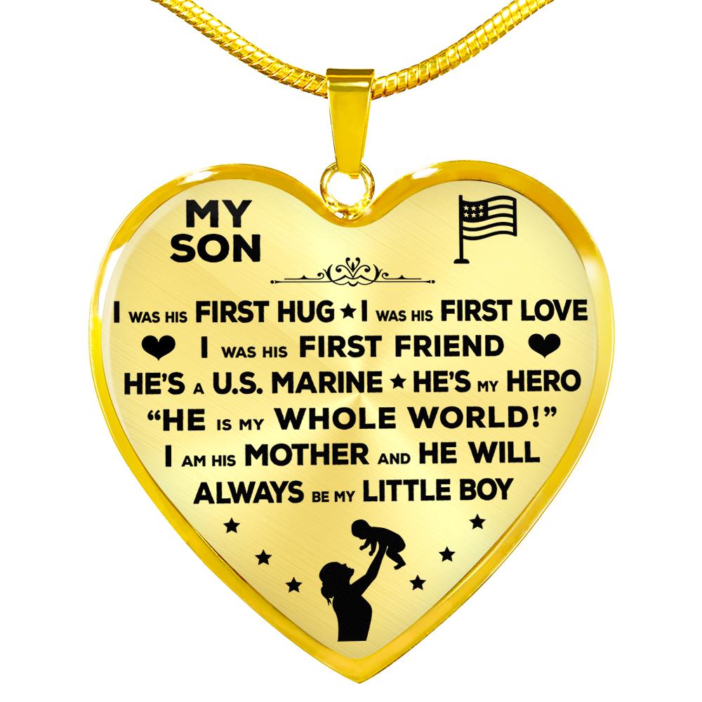 Marine Mom "I Am His Mother" Heart Necklace | Heroic Defender