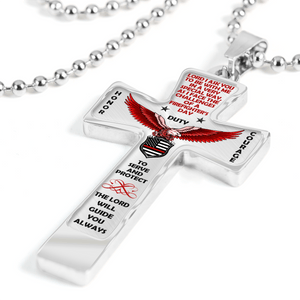 Men's Firefighter "Honor Duty Courage" Cross Necklace - Heroic Defender