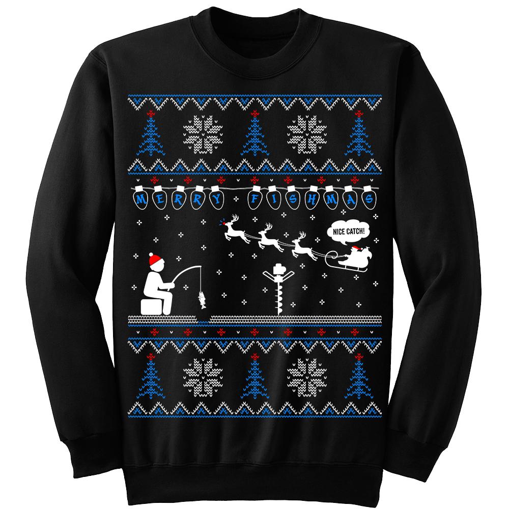 Merry Fishmas Ice Fishing Christmas Sweater