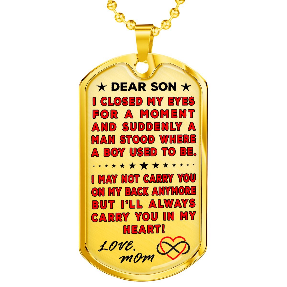Mom To Son "You're In My Heart" Dog Tag | Heroic Defender