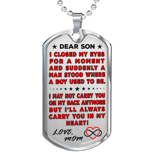 Mom To Son "You're In My Heart" Dog Tag | Heroic Defender