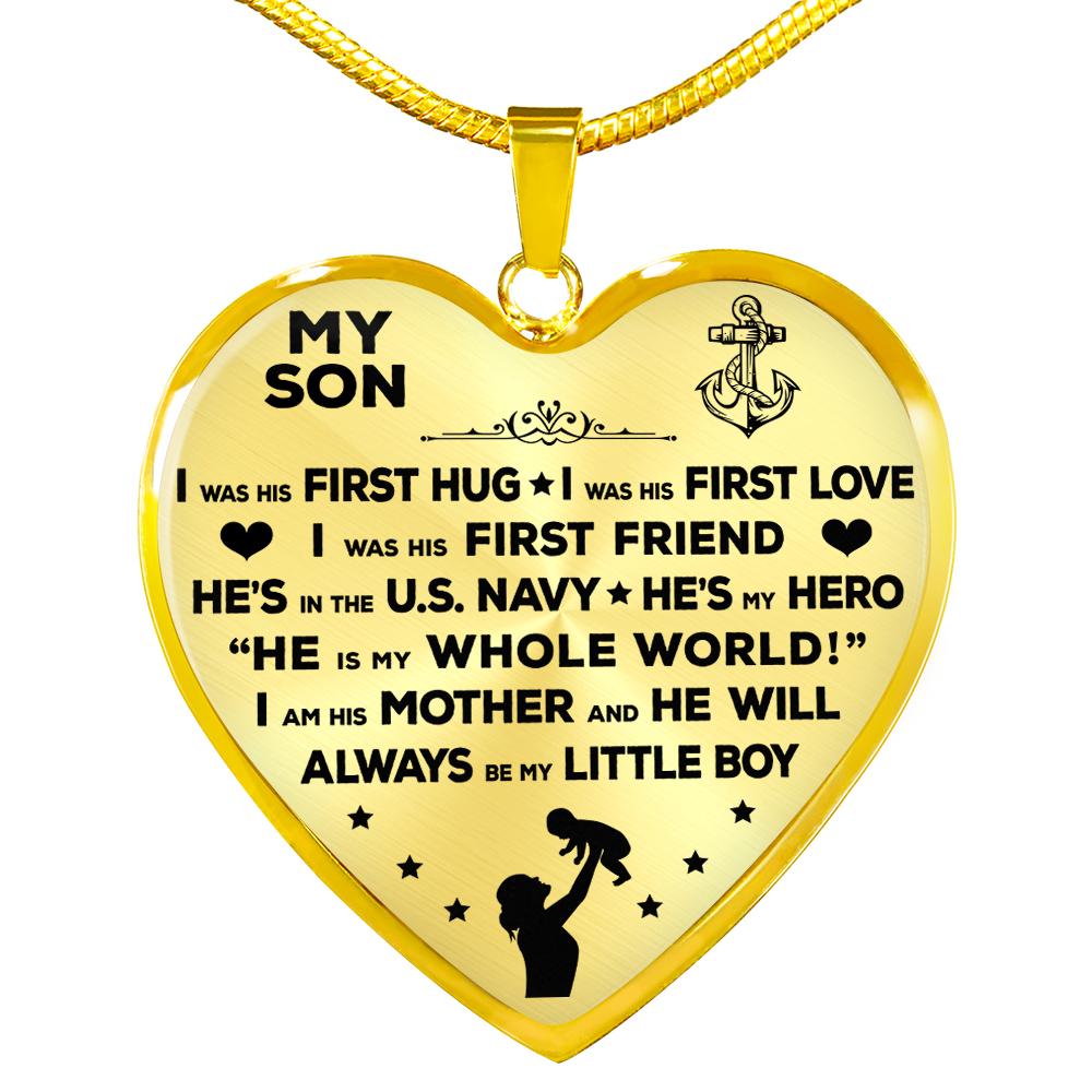 Navy Mom "I Am His Mother" Heart Necklace | Heroic Defender