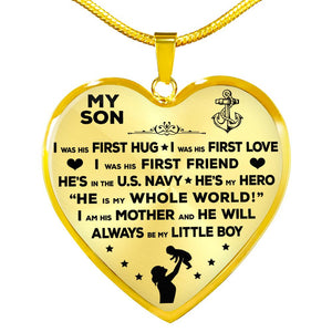 Navy Mom "I Am His Mother" Heart Necklace | Heroic Defender