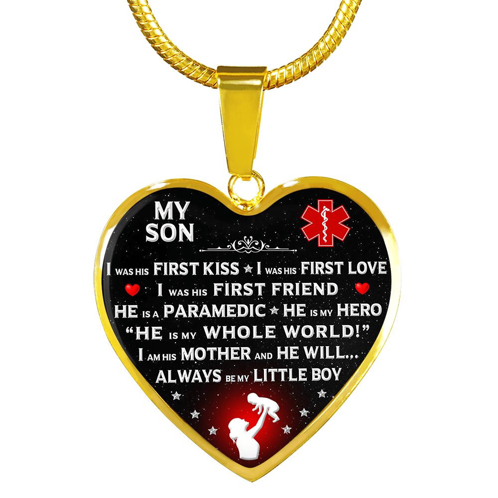 Paramedic Mom "I Am His Mother" Heart Necklace - Heroic Defender