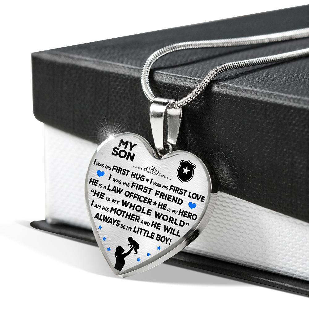 Police Mom "I Am His Mother" Heart Necklace | Heroic Defender