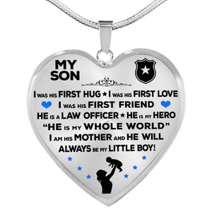 Police Mom "I Am His Mother" Heart Necklace | Heroic Defender