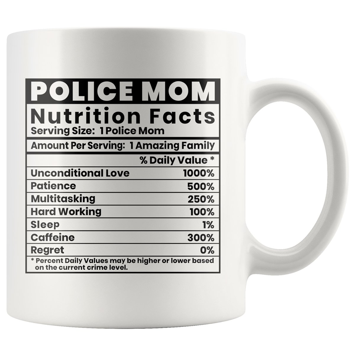 Police Mom Nutritional Facts Coffee Mug | Heroic Defender