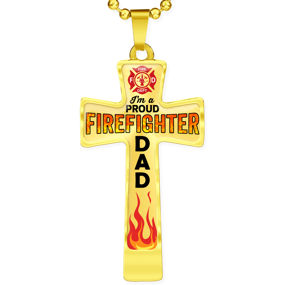 Proud Firefighter Dad Cross Necklace - Heroic Defender
