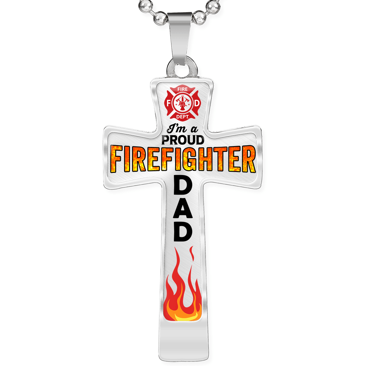 Proud Firefighter Dad Cross Necklace - Heroic Defender