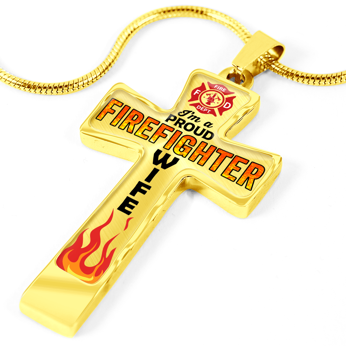 Proud Firefighter Wife Cross Necklace - Heroic Defender