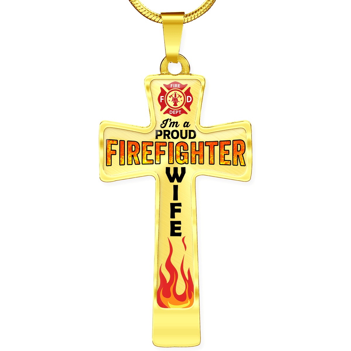 Proud Firefighter Wife Cross Necklace - Heroic Defender