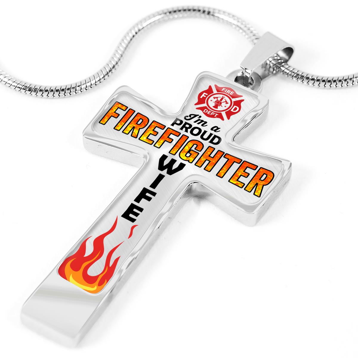 Proud Firefighter Wife Cross Necklace - Heroic Defender