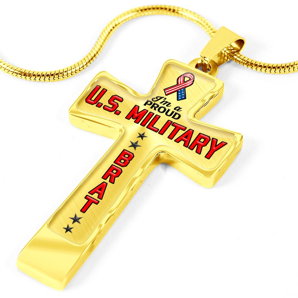 Proud Military Brat Cross Necklace | Heroic Defender