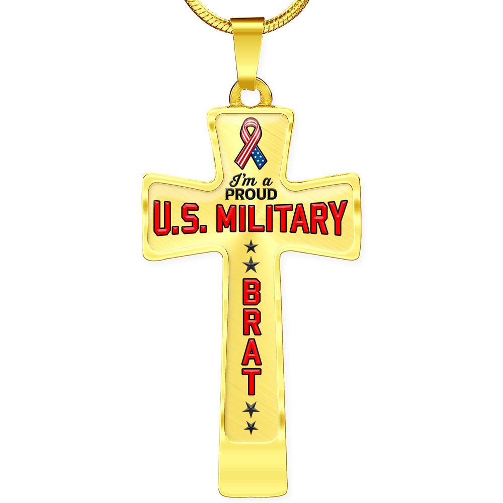 Proud Military Brat Cross Necklace | Heroic Defender