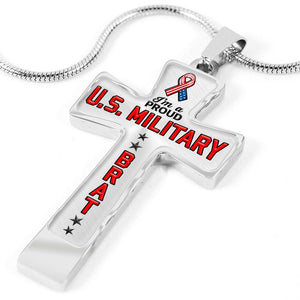 Proud Military Brat Cross Necklace | Heroic Defender