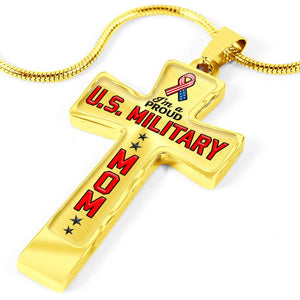 Proud Military Mom Cross Necklace | Heroic Defender