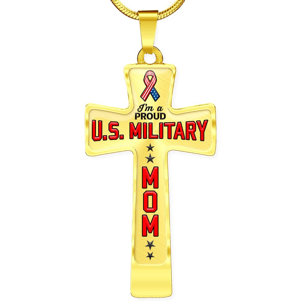 Proud Military Mom Cross Necklace | Heroic Defender