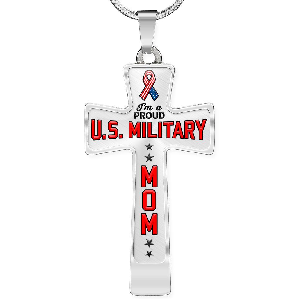 Proud Military Mom Cross Necklace | Heroic Defender