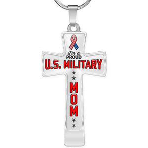 Proud Military Mom Cross Necklace | Heroic Defender
