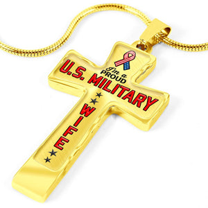 Proud Military Wife Cross Necklace | Heroic Defender