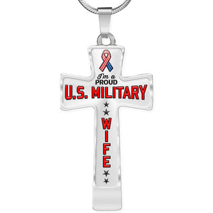 Proud Military Wife Cross Necklace | Heroic Defender