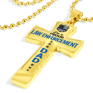 Proud Law Enforcement Dad Cross Necklace - Heroic Defender