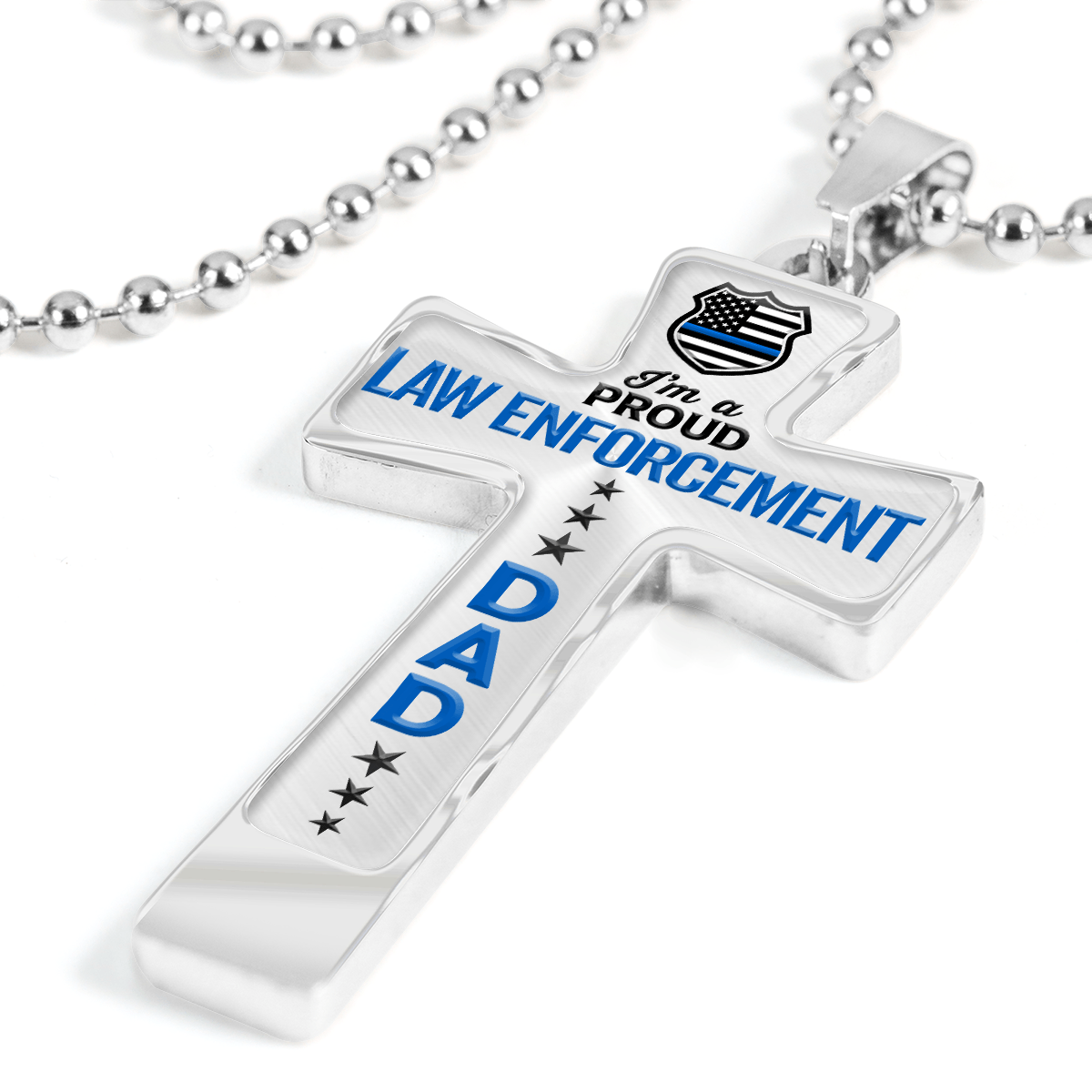 Proud Law Enforcement Dad Cross Necklace - Heroic Defender