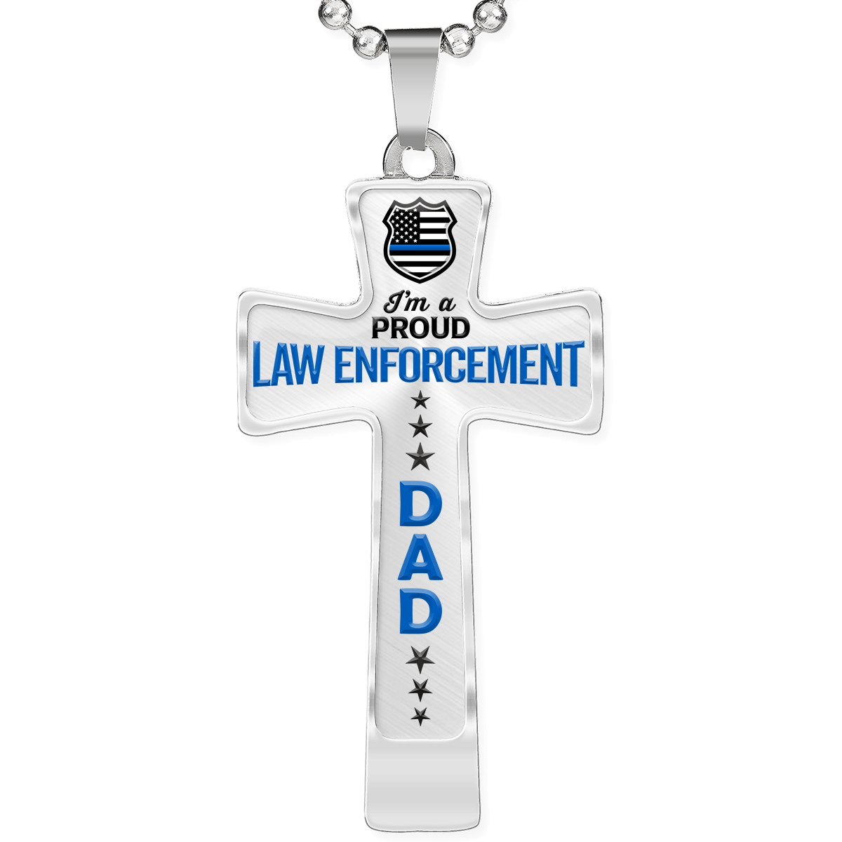 Proud Law Enforcement Dad Cross Necklace - Heroic Defender